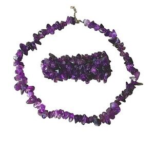 NEW Amethyst Necklace and Bracelet Set Purple Amethyst Chip Necklace & Bracelet